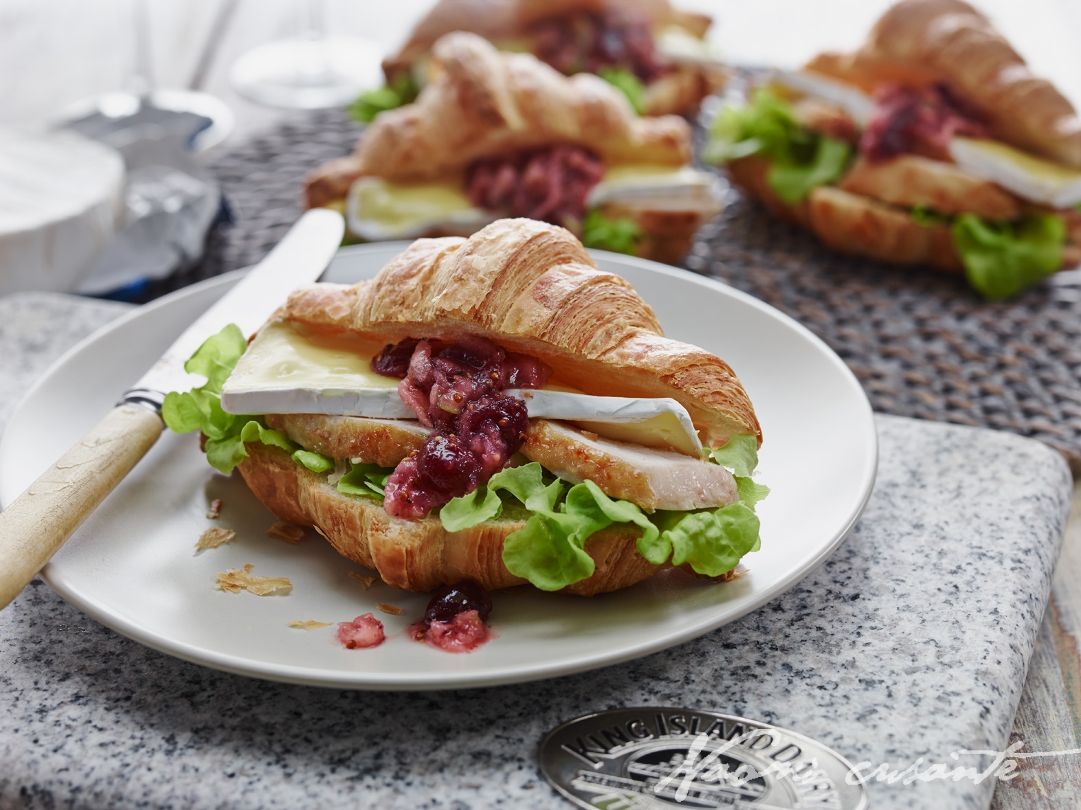 Chicken and Camembert Croissants with Cranberry Apple Relish