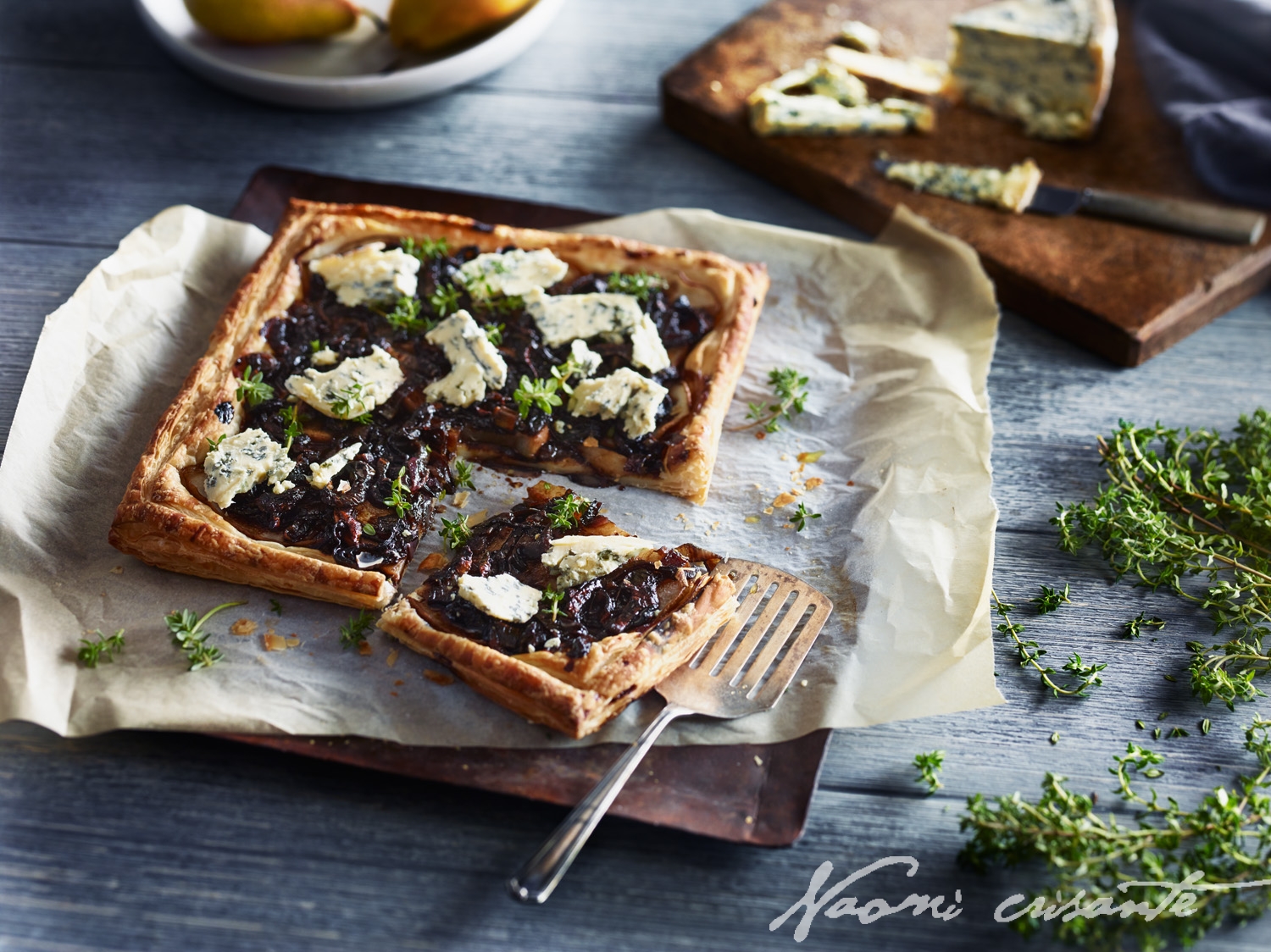 Balsamic Onion, Blue Cheese and Pear Tart