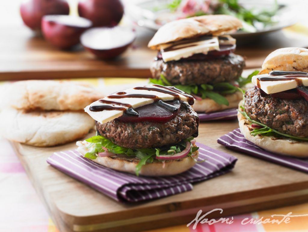 Lamb Burgers with Beetroot, Fetta and Rocket