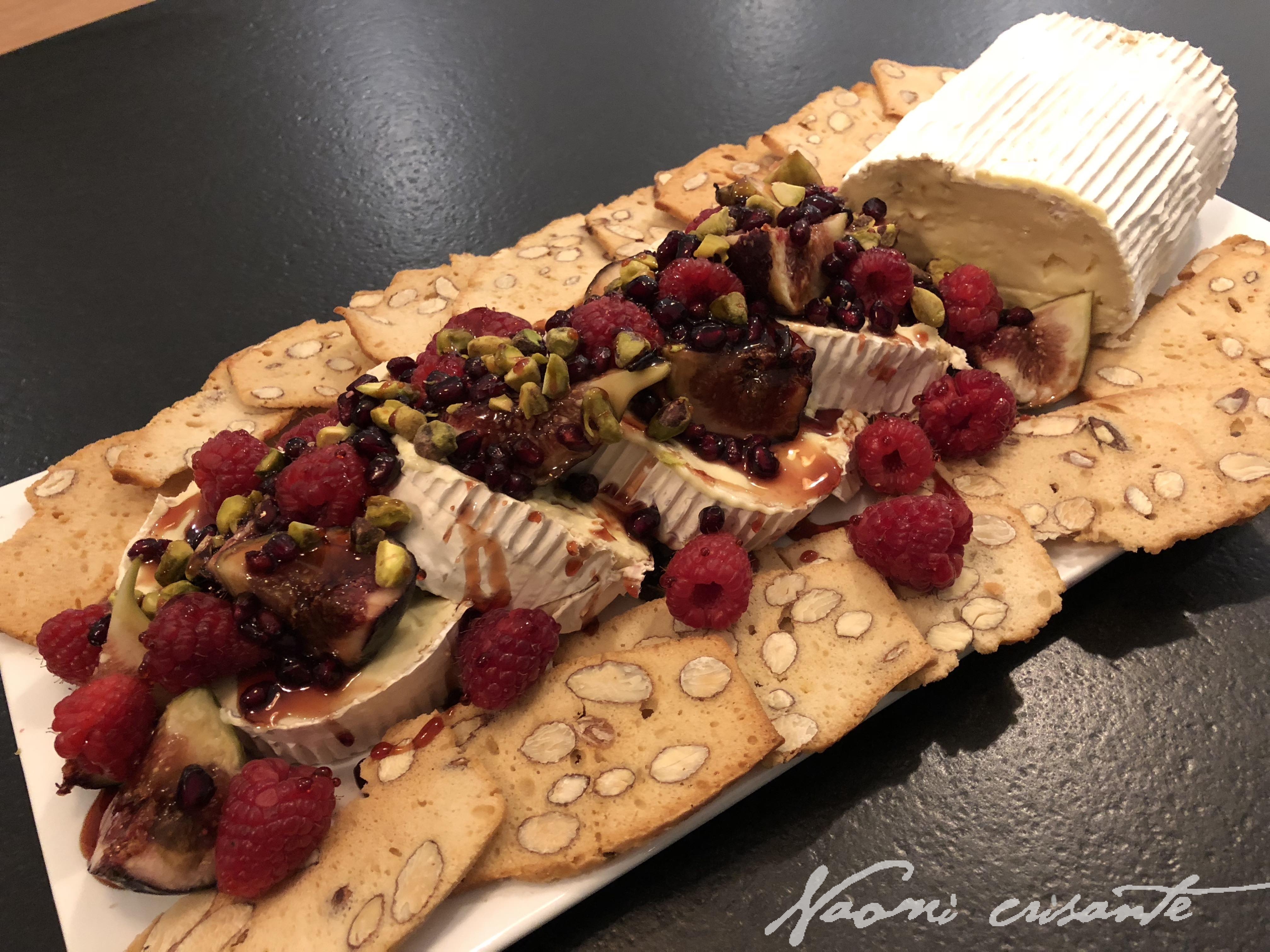 Triple Cream Brie with Figs, Raspberries and Pomegranate
