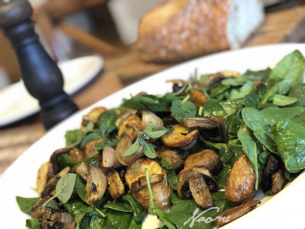 Roast Mushroom, Kipfler Potato and Spinach Salad
