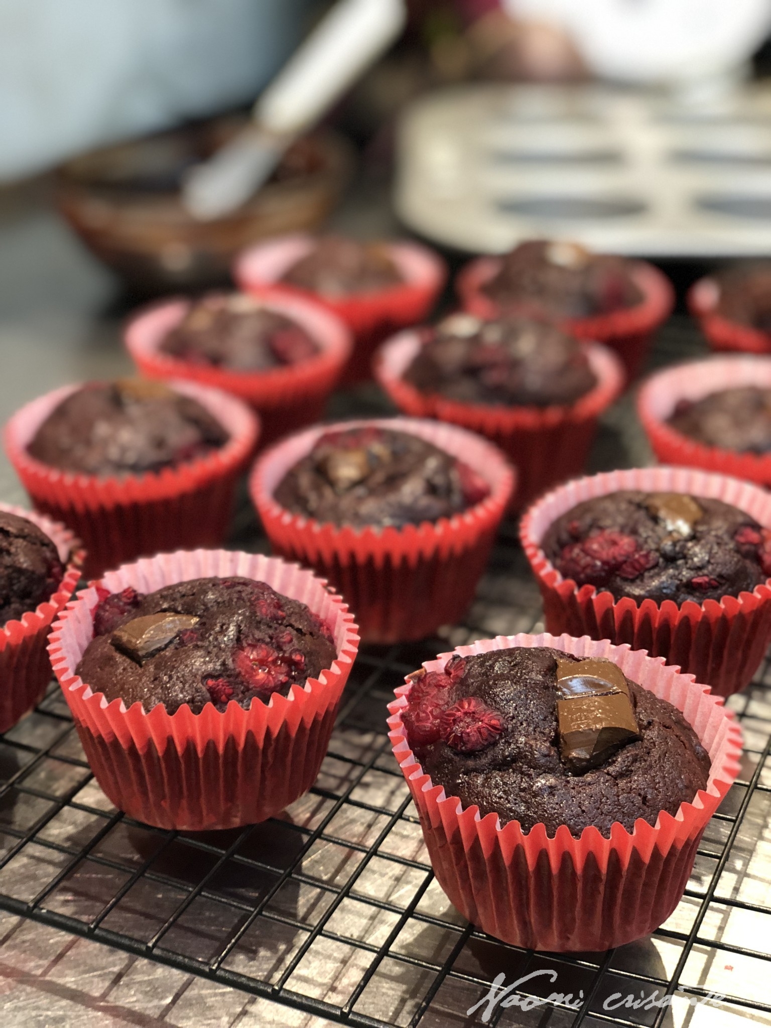 Chocolate, Beetroot and Raspberry Muffins