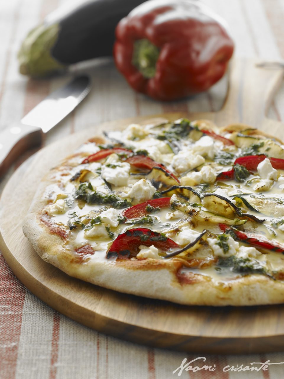 Chargrilled Vegetable and Fetta Pizzas with Basil Oil