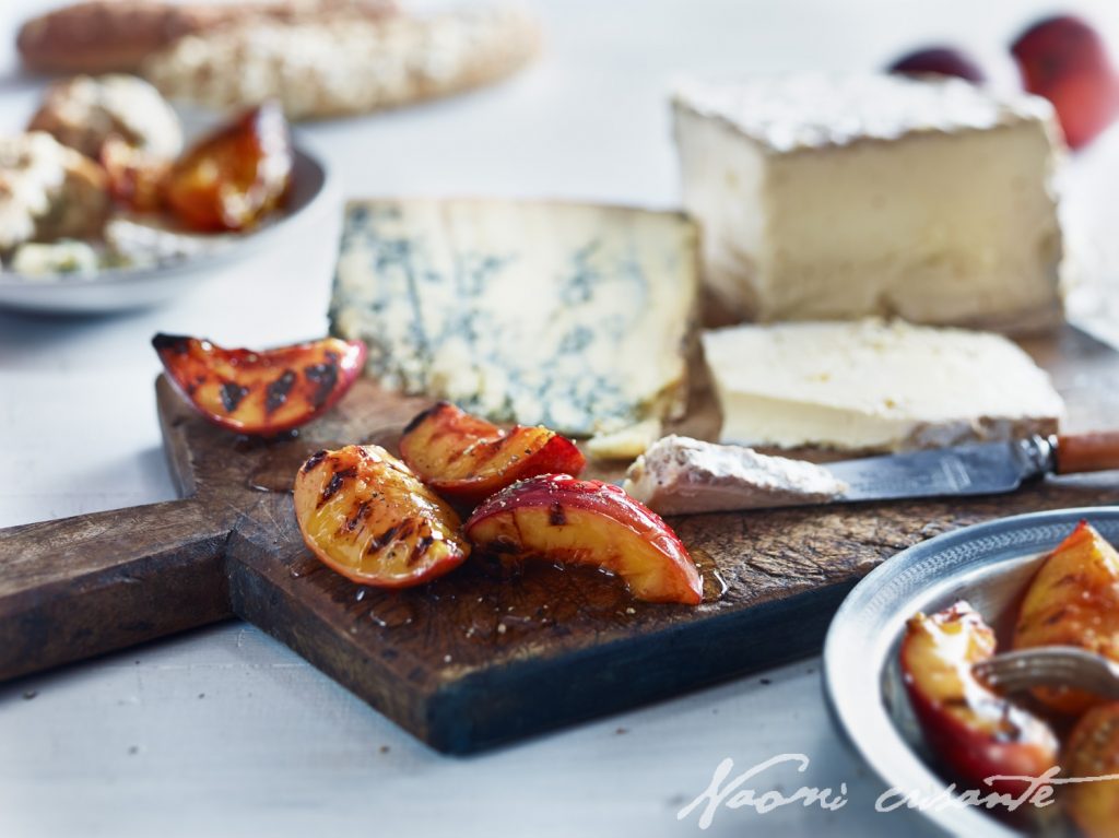 Glazed Nectarines with Brie and Blue Cheese
