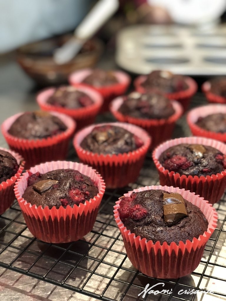Chocolate, Beetroot and Raspberry Muffins
