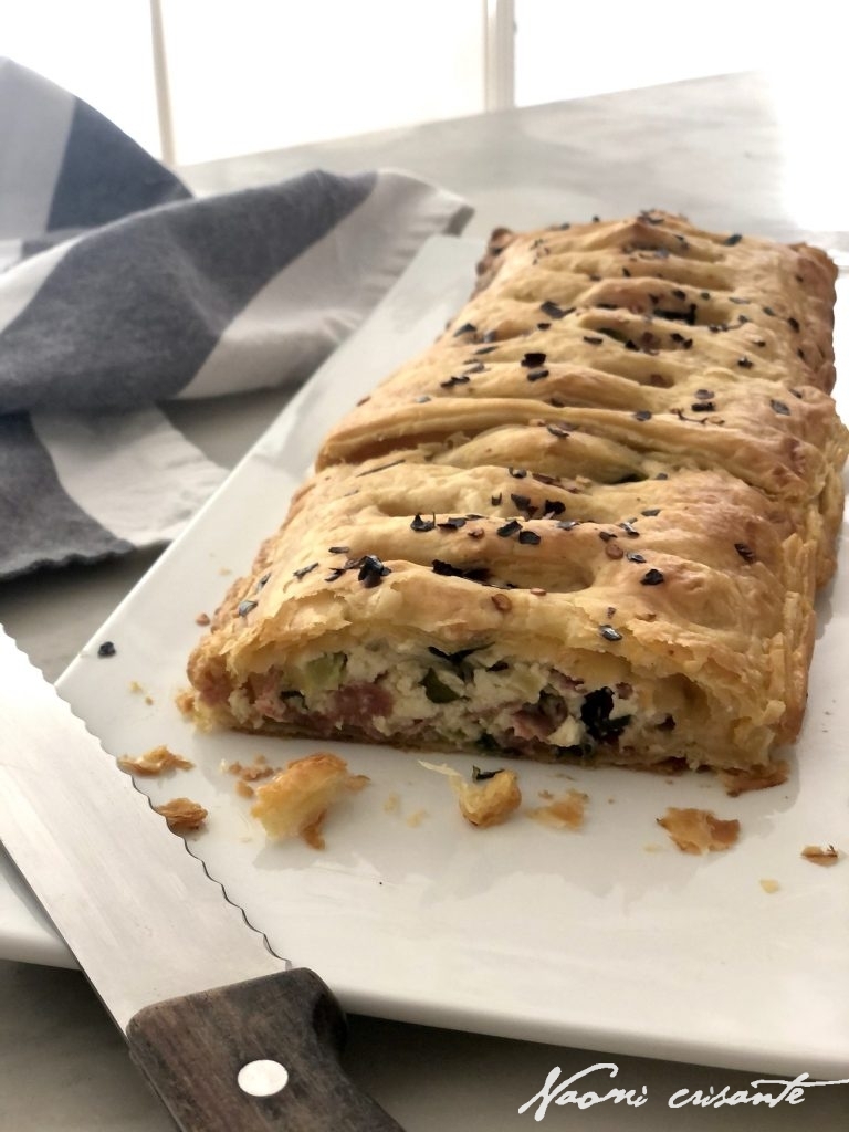 Salami, Ricotta and Olive Jalousie Pastry